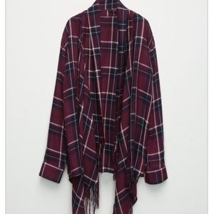 FULL TILT Fringe Girls Plaid Wrap, Size Youth XL (14/16) EUC